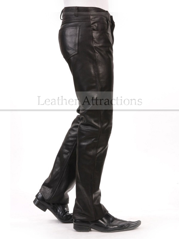 womens black leather bootcut pants