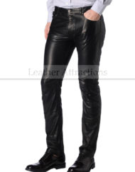 black leather bootcut pants