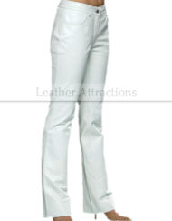 ladies white leather pants