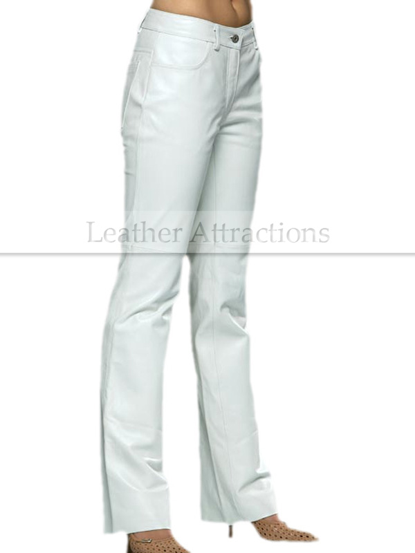 white leather jeans